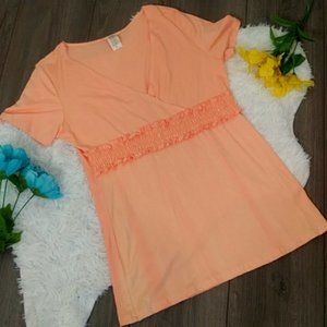 Misses Me Peach Orange Plus Top Size 2XL